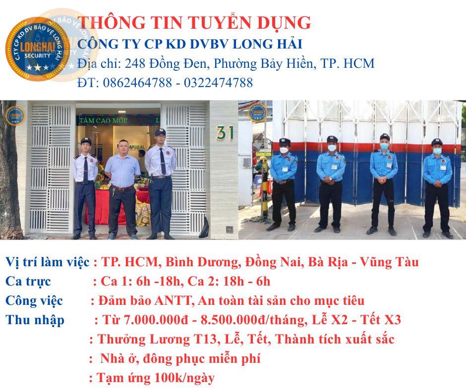 CÔNG TY CỔ PHẦN KINH DOANH DỊCH VỤ BẢO VỆ LONG HẢI TUYỂN DỤNG